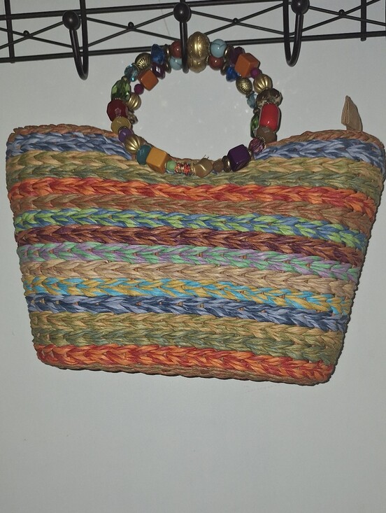 Kim Rogers Handbags - Kim Rogers Multicolor Woven Straw Tote — Orange, Blue, Green, Purple, Tan